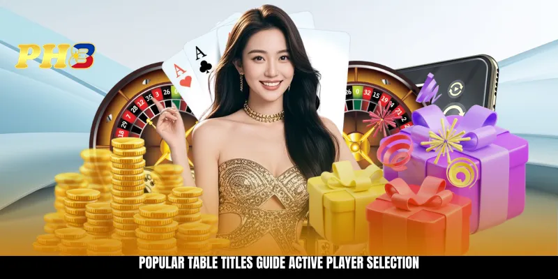 Popular table titles guide active player selection Popular table titles guide active player selection